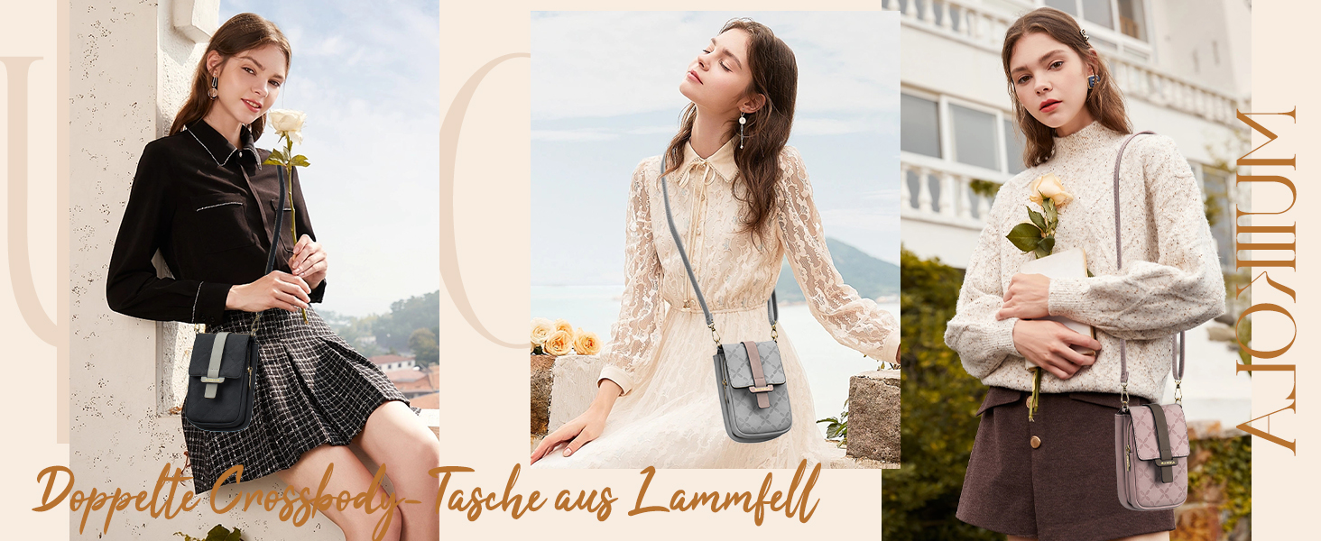 Сумка-органайзер на шию MUIIKOLA з RFID-захистом для телефону, велика місткість, екошкіра, чорно-коричнева