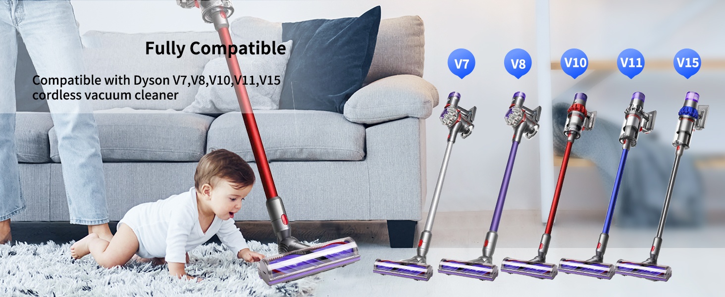 Оригінальна насадка-турбощітка Dyson V7 V8 V10 V11 V15 для твердих підлог та килимів (анти-заплутування)