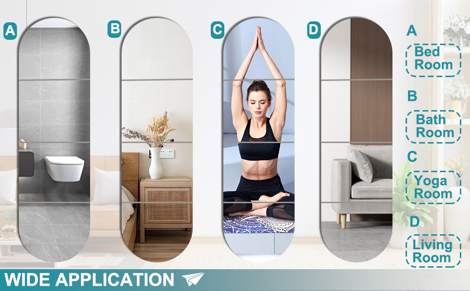 4 самоклеючі настінні дзеркала, акрил, небрудливі, великі, декоративні для ванної кімнати, спальні, 30 см x 30 см