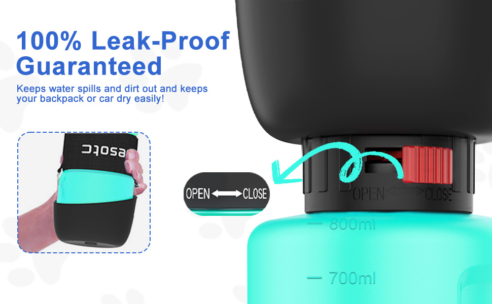 Складана пляшка для води для собак Lesotc 800 мл, блакитний колір, для прогулянок, подорожей та кемпінгу