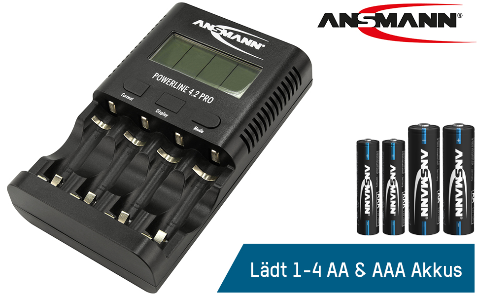 Зарядний пристрій Powerline 8 для акумуляторів AA/AAA з LED-дисплеєм, дефектоскопією та захистом від перевантаження