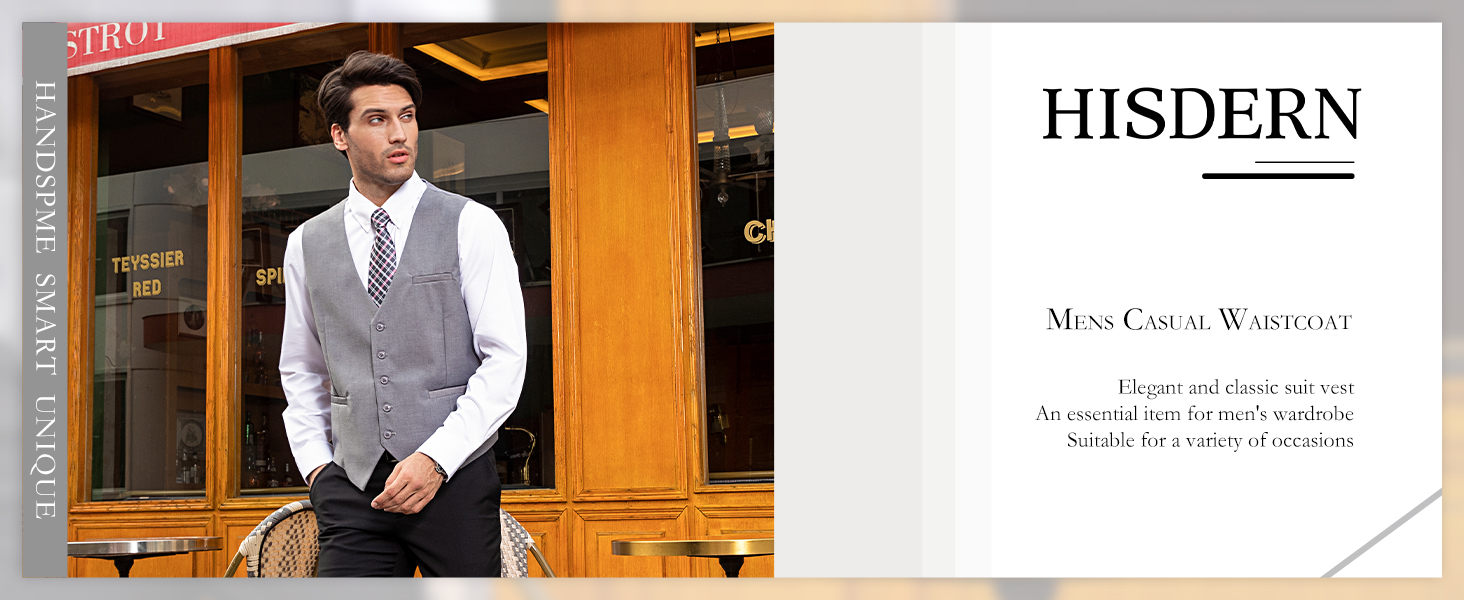 Чоловіча жилетка для весілля та свят HISDERN, бавовна, однотонна, чорна (M)