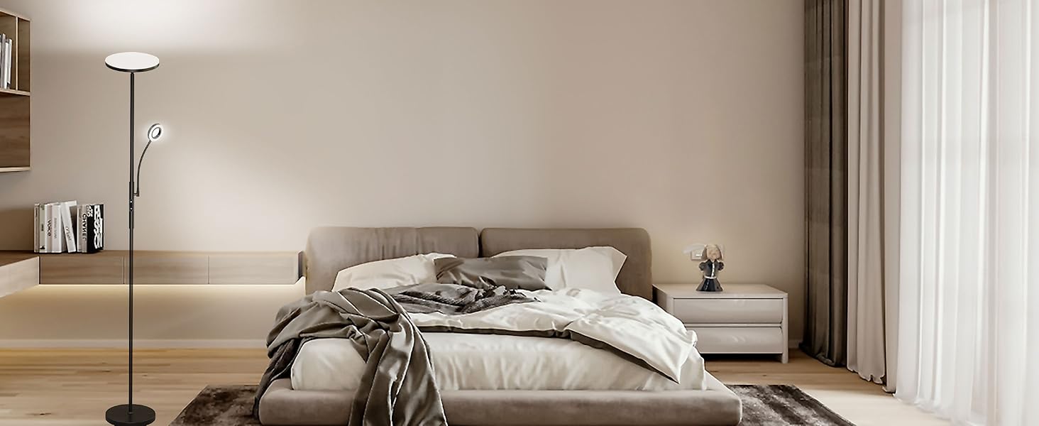 LED-стійка лампа Modlicht 35W з регулюванням яскравості, чорна, 4200LM з пультом ДУ та сенсорним керуванням, 3000-6000K, для вітальні, спальні, офісу