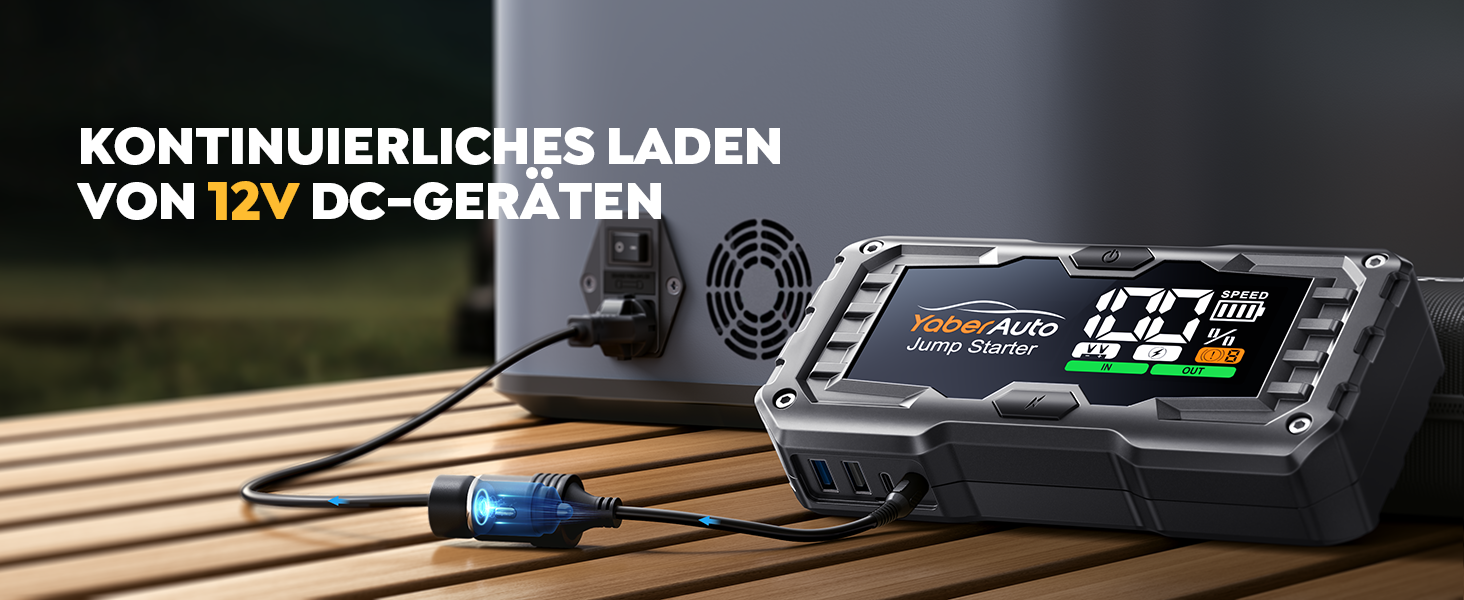 YaberAuto 6000A Powerbank для запуску двигуна авто, 12V, 10.0L бензин/9.0 Diesel, LCD, 450 Lumen, YA100