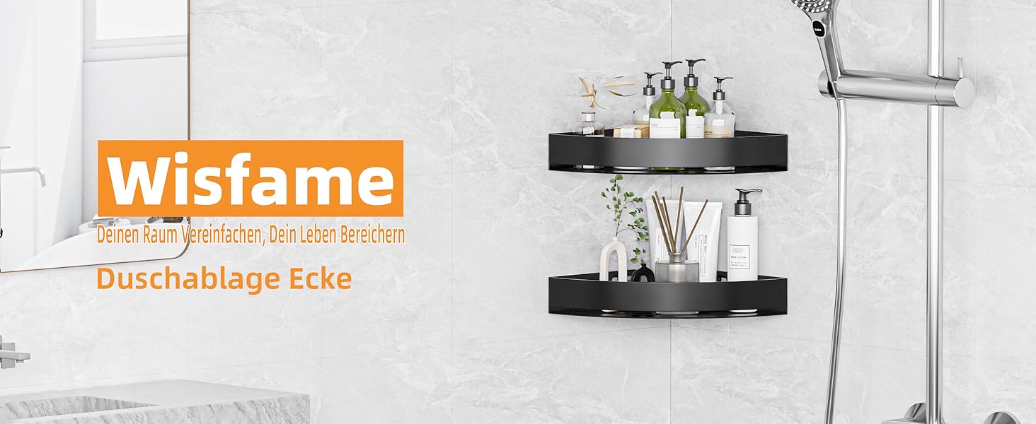 Поличка для душу без свердління, кутова, з нержавіючої сталі, з алюмінію, чорна - 2 шт.