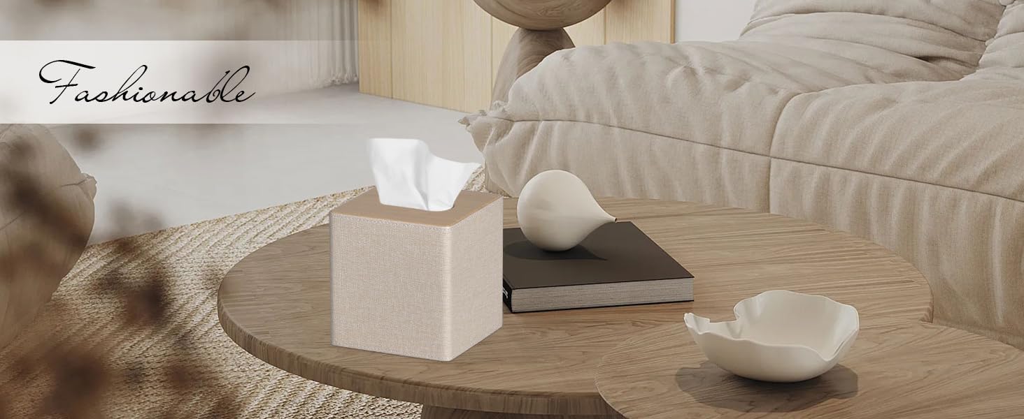 Стильна коробка для серветок кубічної форми, PU-шкіра, для ванної, спальні, кухні, офісу (Бежевий)