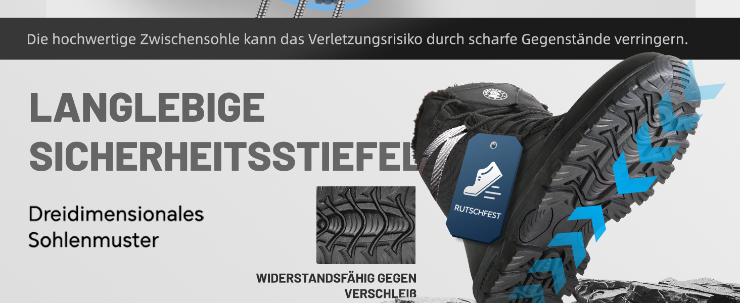 Зимові робочі черевики ANGRYRAM для чоловіків та жінок. Теплі, з металевим підноском, неслизькі, чорні. Розмір 44 EU