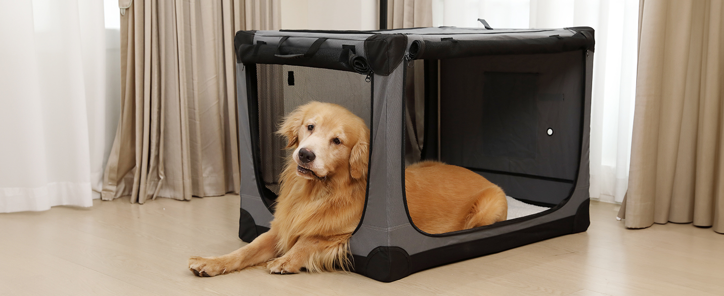 Складана переноска для собак середніх порід, 76x54x54 см, зелена/сіра