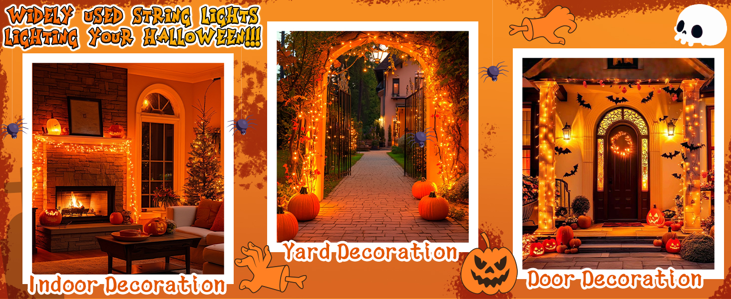 Гірлянда Halloween Cshare, 60 LED, USB/Батарея, Таймер, Водостійка, 6м, Оранжева, для декору саду, дому, на Хелловін