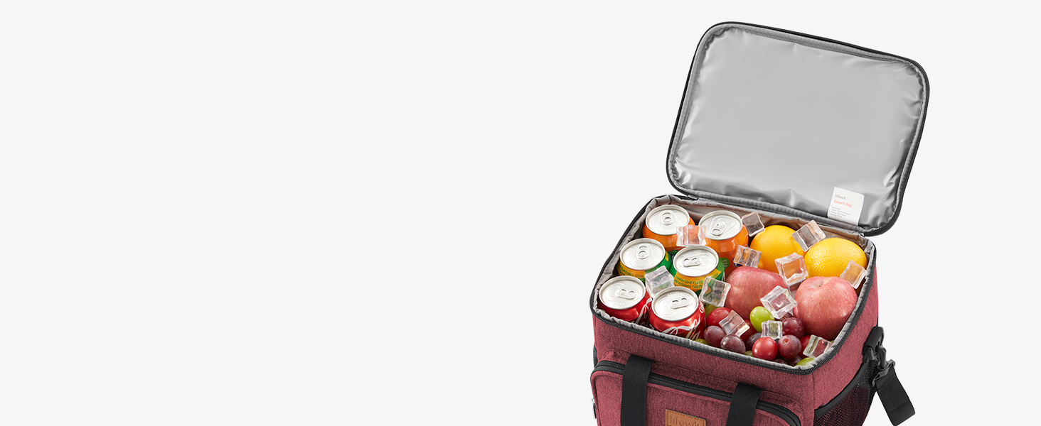 Сумка-холодильник LifeWit 15L, 24 відділення, червона (для їжі, пікніків, подорожей)