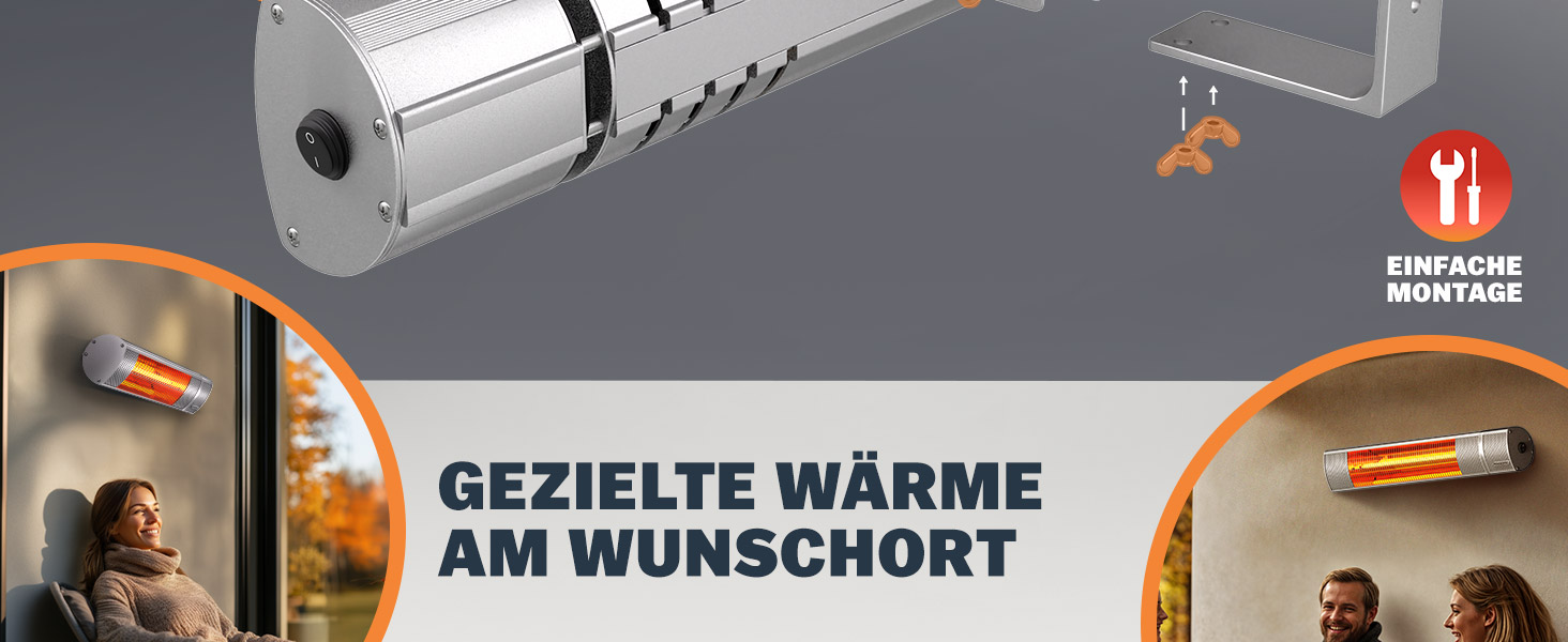 Інфрачервовий обігрівач MONZANA® MZH2000 Goldröhre 2000W з пультом керування, 3 режими, кут нахилу 90°, для тераси та вулиці