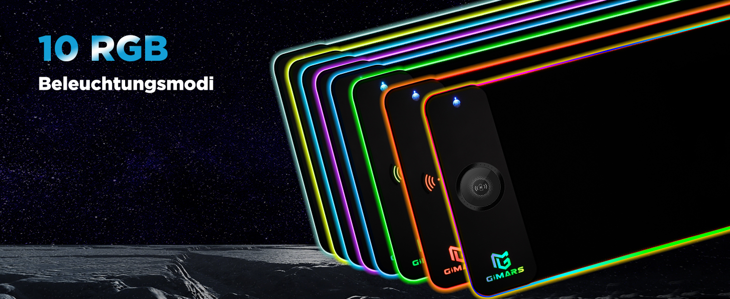 Килимок для миші ігровий Gimars RGB XXL, 800x300x5 мм, з підсвічуванням 12 LED, вологостійкий, з гумовою основою, чорний