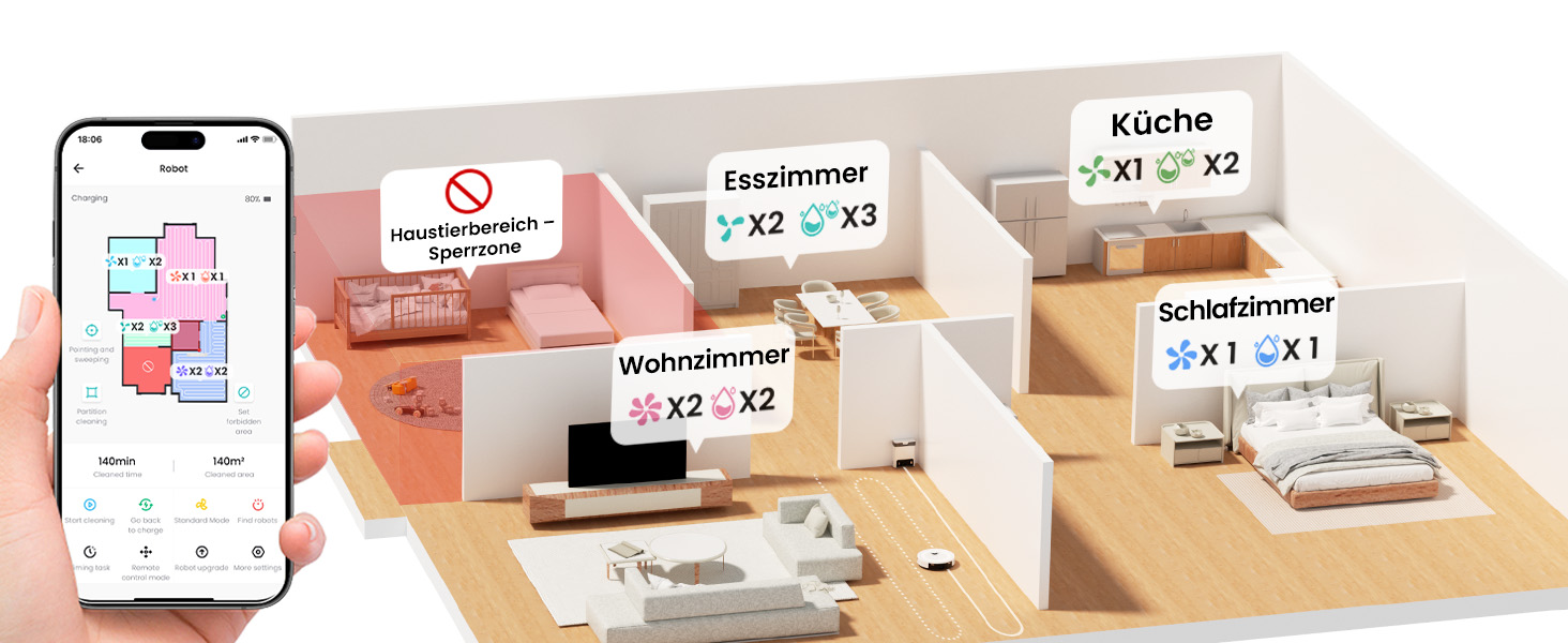 Робот-пилосос LEFANT M2Plus з функцією миття, 6000Pa, LiDAR-навігація, самоочищення, для видалення шерсті тварин, білий