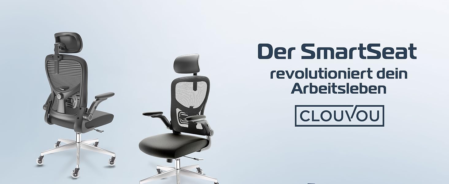 Ергономічне крісло SmartSeat для офісу та дому | Регульоване, 150 кг, Чорний | Комп'ютерне, ігрове крісло | Smartseat