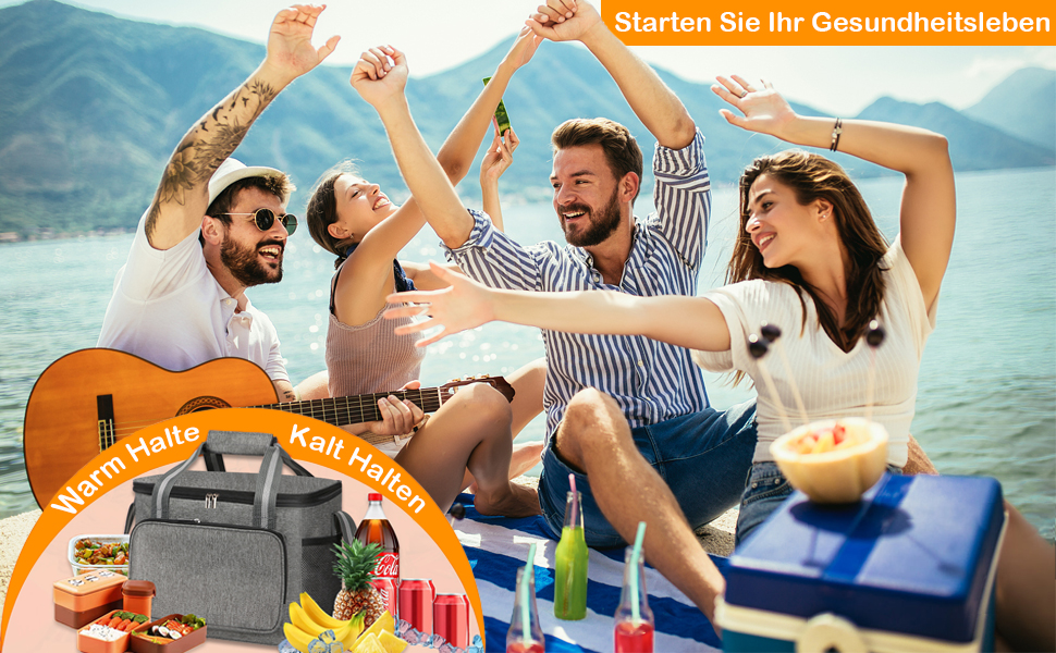 Термосумка-холодильник 15L для пікніка, кемпінгу, авто, офісу: сіра, водонепроникна, для їжі