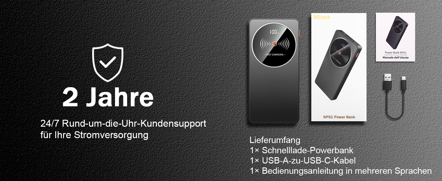 Портативний зарядний пристрій Power Bank Klein 10000mAh з USB-C, 3 порти, сумісний з iPhone 17/16/15/14/13 Pro Max Plus Mini, Android, чорний