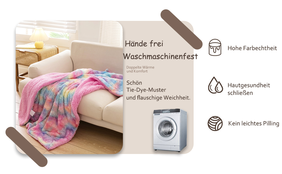 Плед NEWCOSPLAY з м'якого штучного хутра з підкладкою Sherpa, теплий та затишний, 100 x 130 см (Lila-Regenbogen, Throw(40'x50'), Dunkler Regenbogen)