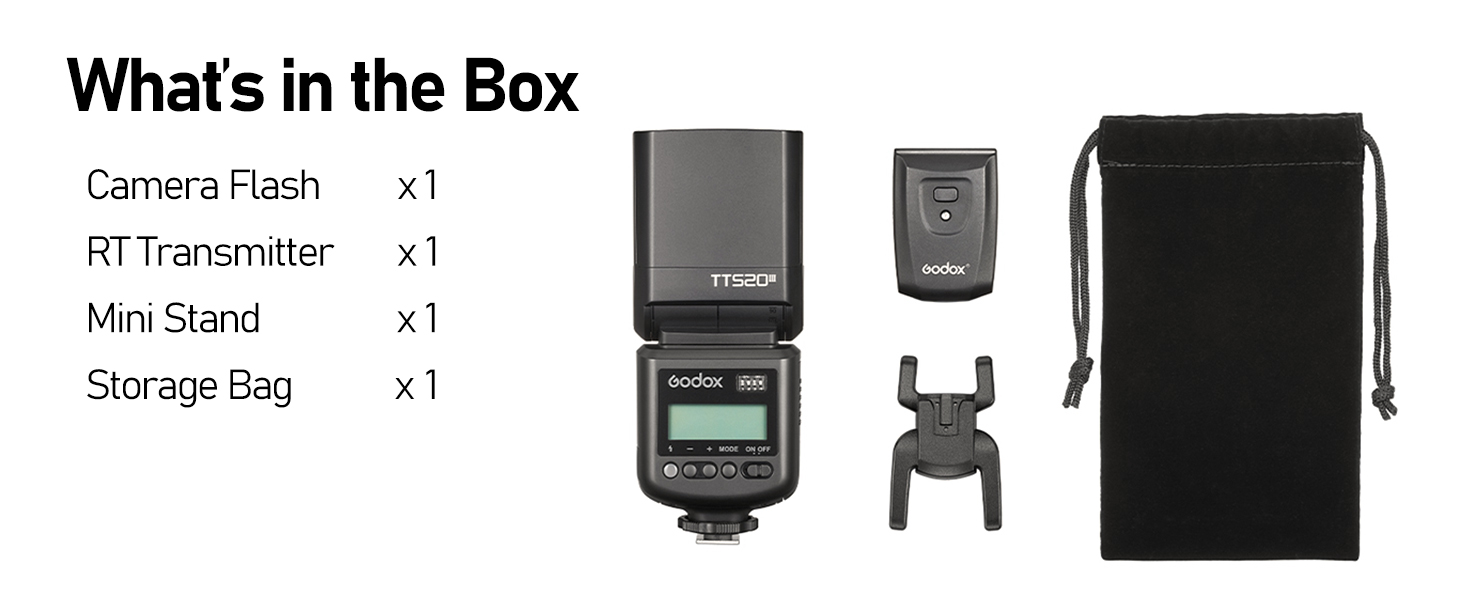 Спалах для камери Godox TT520 III з бездротовим передавачем, GN33, 433MHz, S1/S2 режими, 8 рівнів потужності, сумісний з Canon, Nikon, Pentax, Olympus, Fujifilm, Panasonic