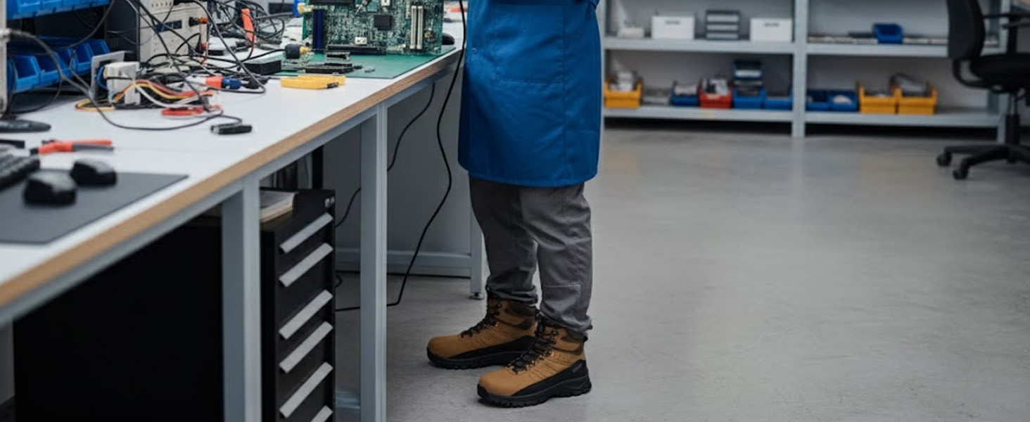 Черевики безпеки Spietz для чоловіків: легкі робочі черевики з композитною захисною капою, антистатичні, неслизькі, водонепроникні, для промисловості та будівництва, коричневі, розміри EU 39–46 43 EU