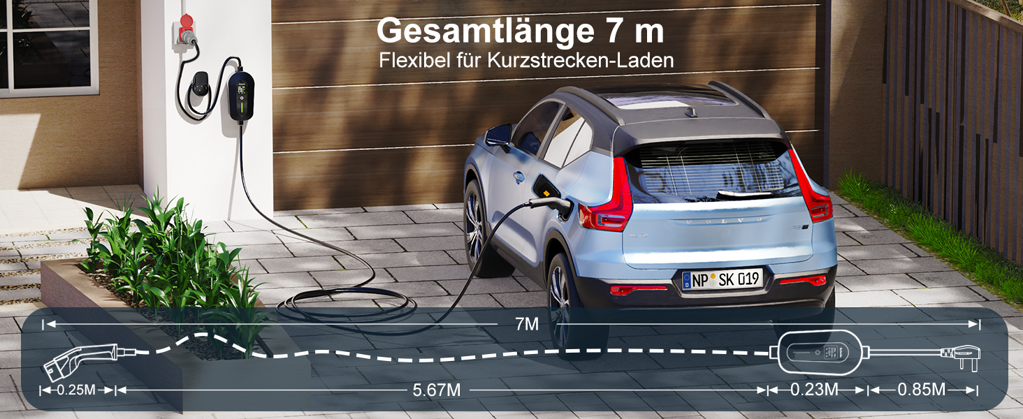 Мобільна зарядна станція Wallbox 11 кВт (3-фазна) з кабелем 7м, роз'єм Type 2, CEE 16A, адаптер-сет | Зарядка для електромобілів та PHEV | IP65, 6/8/10/13/16A