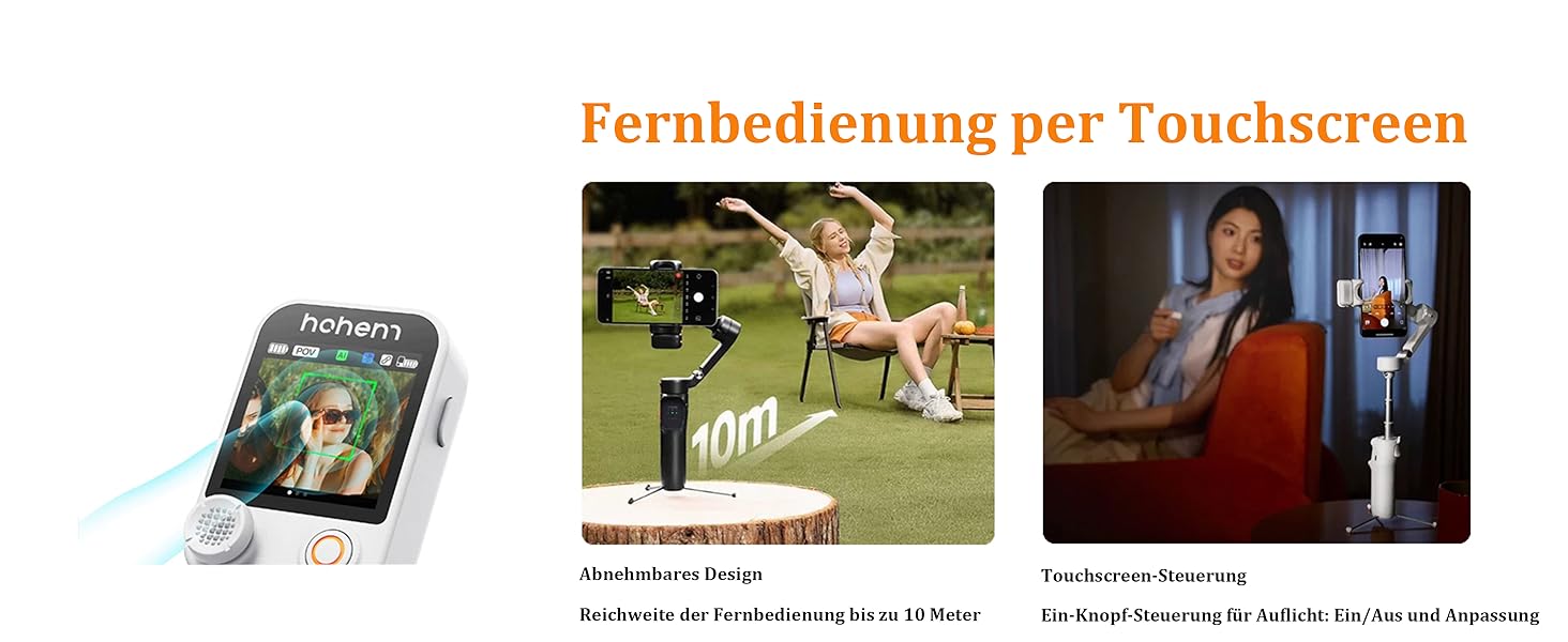 Стабілізатор Hohem iSteady V3 Ultra для смартфона: AI-трекінг, керування жестами, від'ємна рукоятка, екран 2.2'' та штатив, чорний