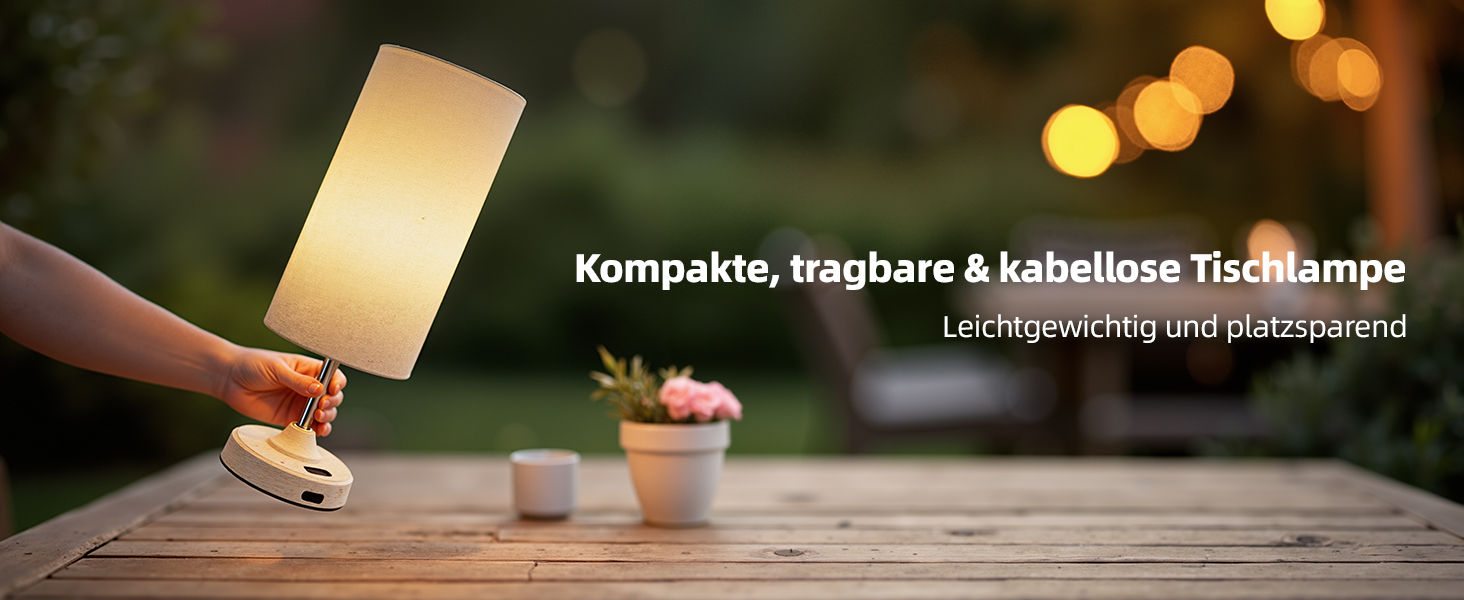 Нічна лампа EZVALO з сенсорним димером, LED акумуляторна настільна лампа 4000mAh, USB-C, тепле світло 2700K для спальні та вітальні (дерев'яний колір)
