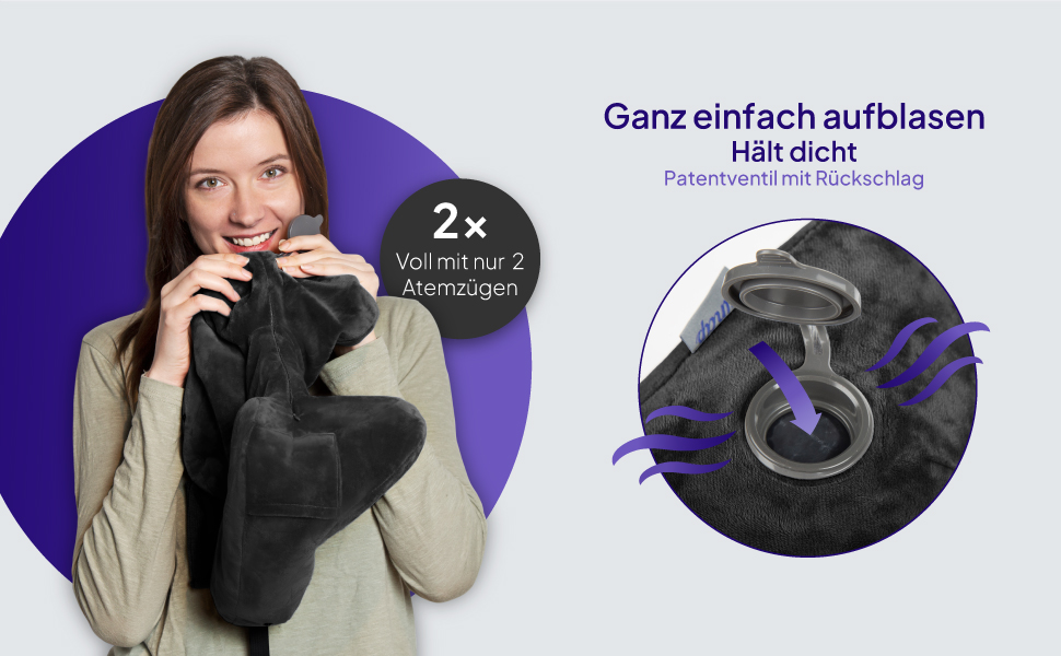 Подушка для шиї у подорожах Luna | Memory Foam, дихаюча, пральна | Для дорослих | Підходить для літака та авто | Сірий колір