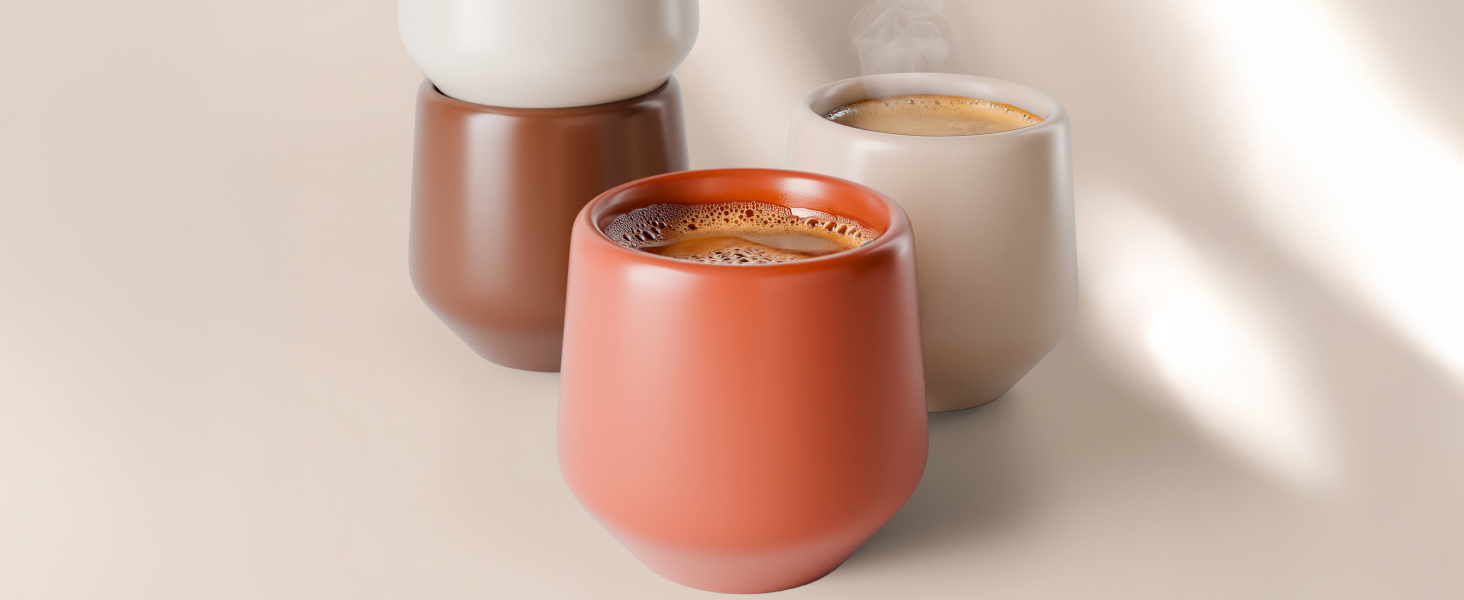 Набір чашок для еспресо Miamio, 4 шт (90 мл), кераміка без ручки, бежевий пастельний колір, Luxe Collection