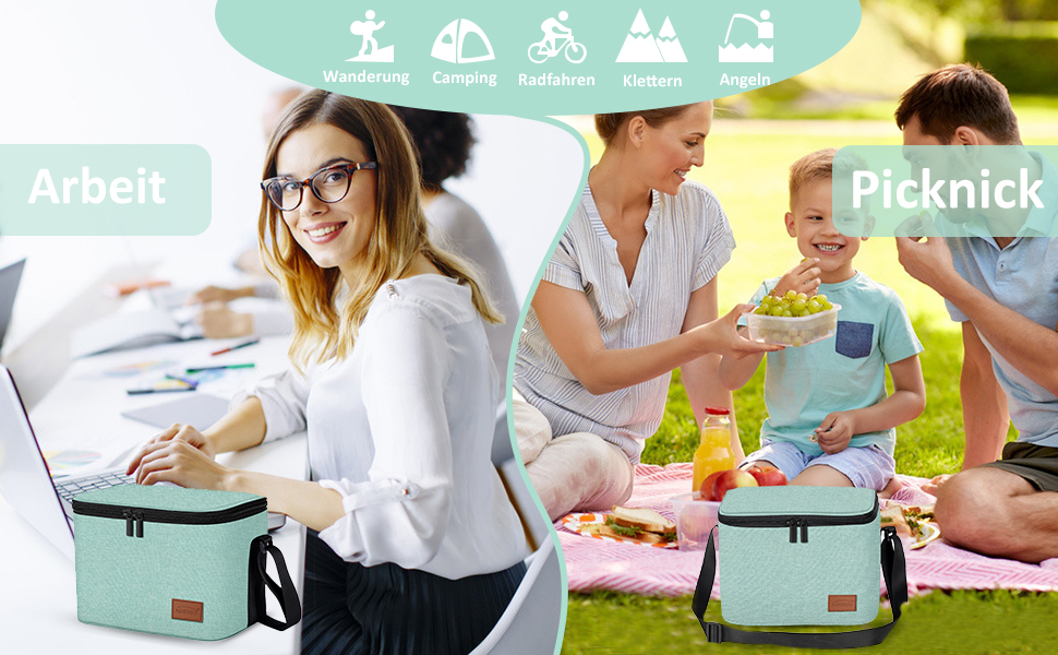 Зручна термосумка-ланчбокс для їжі: компактна, легка, водонепроникна, зелена