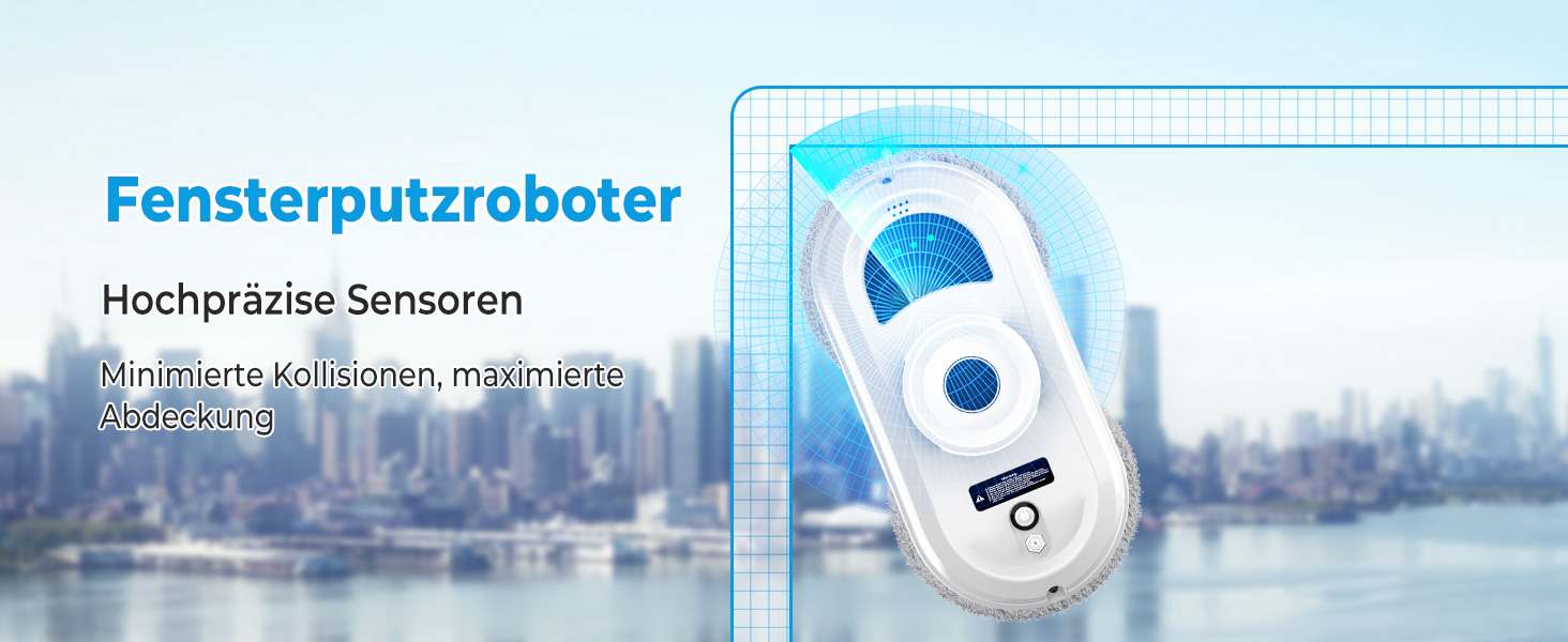 Робот для миття вікон Fensterputzroboter 5600Pa електричний з пультом, 3 режимами, навігацією та 10 серветками для гладких поверхонь