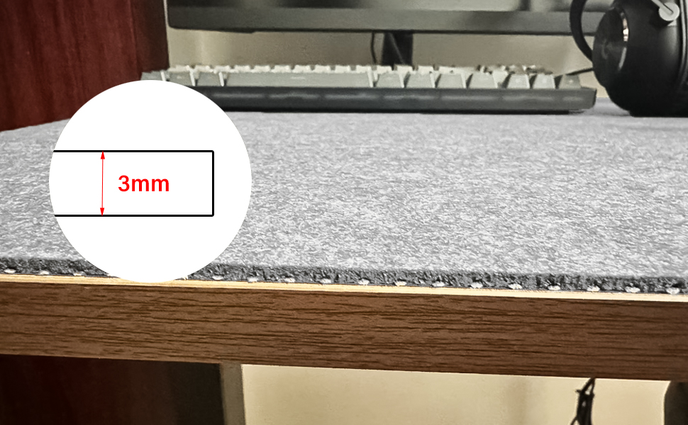 Підкладка під мишу з фетру 60x30 см, велика, сіра - захист столу та органайзер для дому та офісу