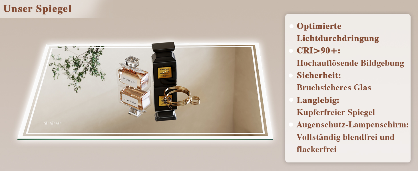 Дзеркало для ванної кімнати з підсвічуванням LED, антизапар, сенсорне управління, регулювання яскравості, 3 кольори світла, овальне, 50x70 см (Bluetooth, антизапар, 100L x 70B см)