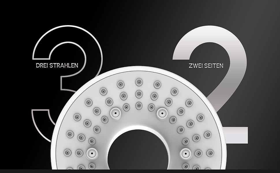 senstil® Premium Shower Head with Hose | Up to 60% Water-Saving Handheld Shower | 3 Spray Modes | SPA, Rain Shower, Booster | Optimal Water Pressure, Smart-Stop Button Saves Water & Energy (White)