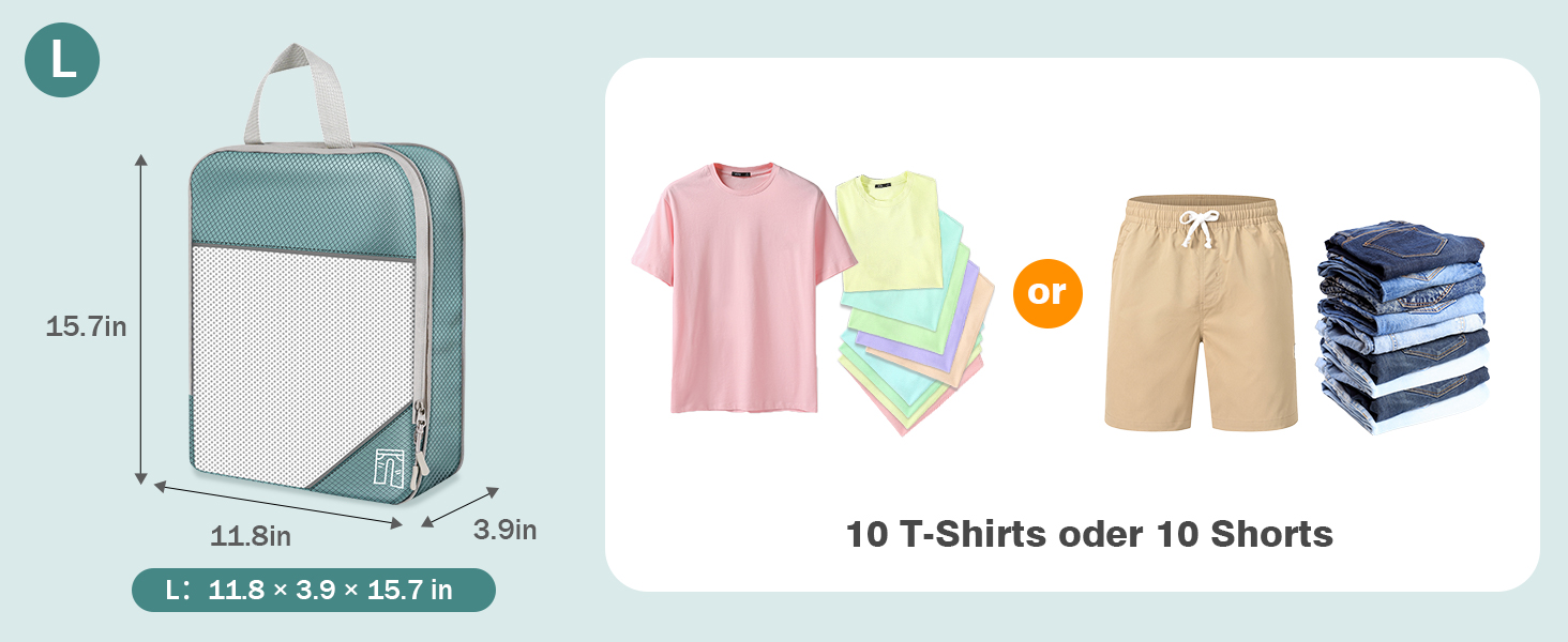 Органайзер для валізи, набір Packing Cubes (9 шт.) з компресією та чохлом для взуття, сірий. Водонепроникні та дихаючі кишені для подорожей та переїзду.