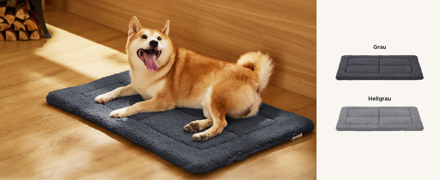 Килимок для собак середніх порід BEDSURE - 89x56 см, сірий, з густою піною та Sherpa-плюшем, легко миється
