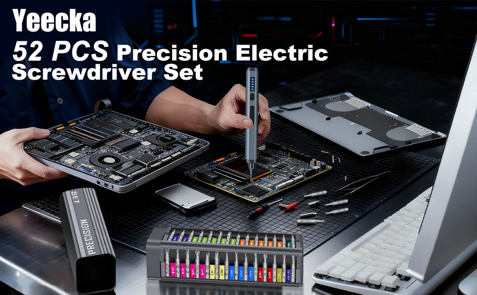 Набір інструментів для ювеліра та ремонту техніки Feinmechaniker, 52 в 1, з магнітним викруткою, 5 передач, регулювання моменту, для iPhone, iPad, Macbook, комп'ютерів, Switch, PS4, PS5, окулярів, годинників