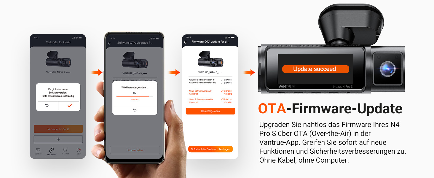 Відеореєстратор VANTRUE N4 Pro S 4K STARVIS з GPS, 3 канали (4K+1080P+1440P), WiFi 5GHz, паркувальний режим 24/7, голосове керування, IR нічне бачення, LTE (опціонально)
