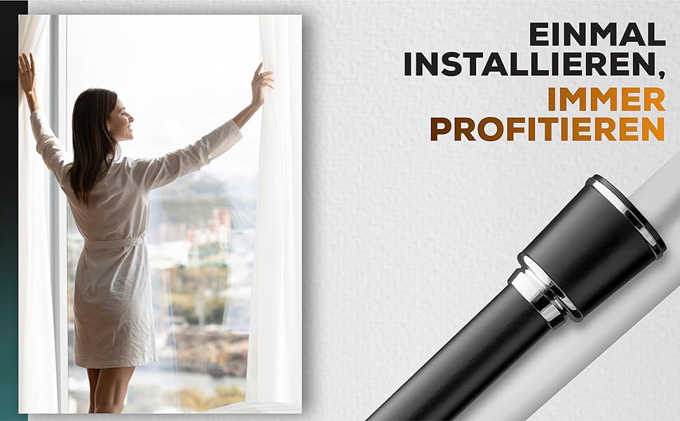 Штанга для штор Ø 32 мм, без свердління - штанга для душу та штори для вікон, перегородок та кухні (120-170 см, Чорний)