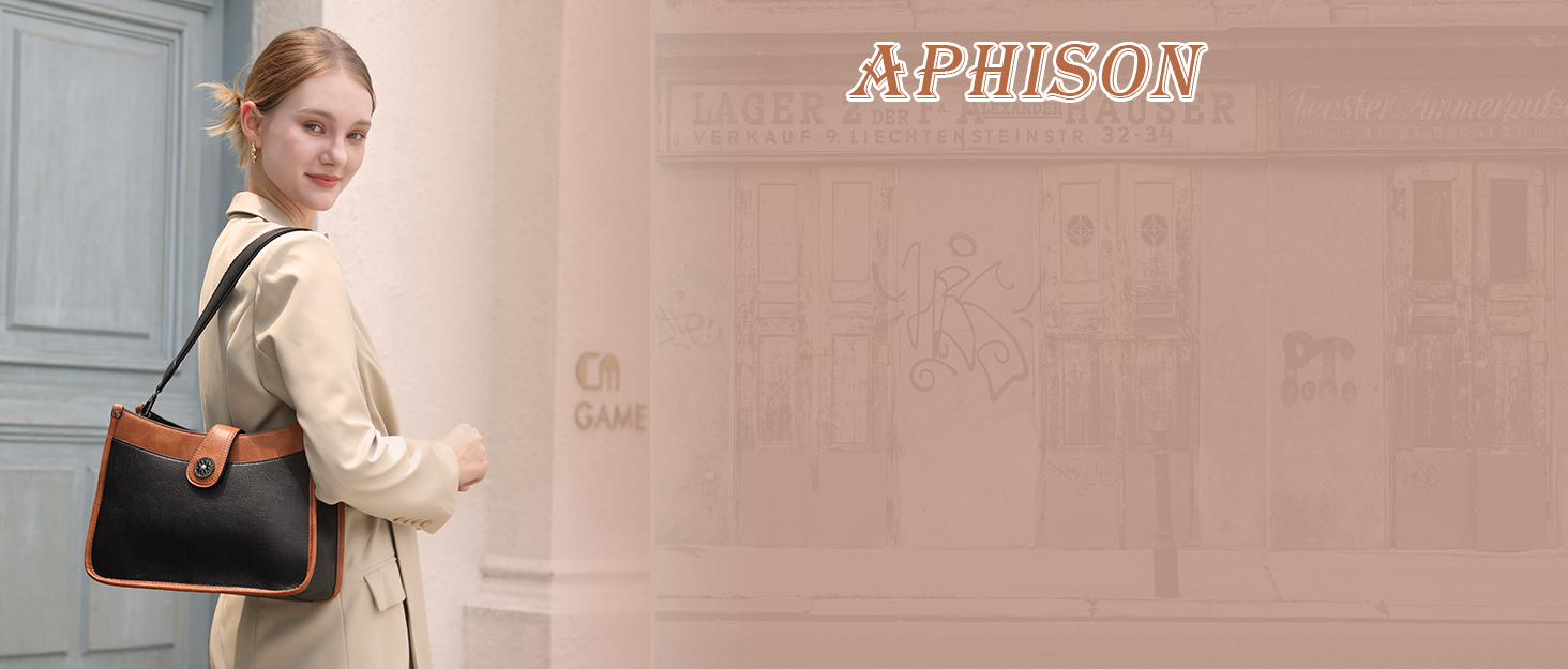 Жіноча кросбоді сумка APHISON середнього розміру, коричнева, з широким ременем, хобо, на плече, з екошкіри, 2 ремені, відділення для карток, для подорожей