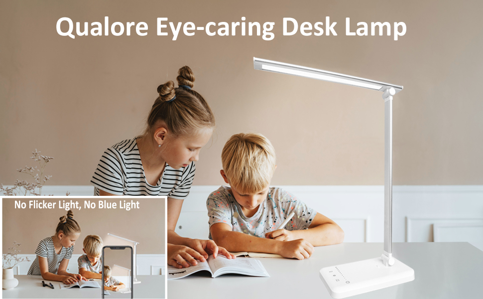 LED настільна лампа з димуванням, 5 рівнів яскравості, 5 кольорів, USB, таймер, сенсорне управління, пам'ять, для дітей, дівчаток