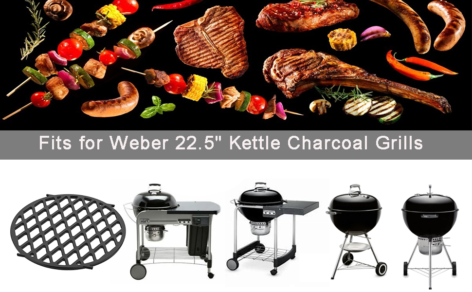 Чугунний Grillrost Onlyfire для Weber Kugelgrill, діаметр 30 см, сумісний з серією Gourmet BBQ