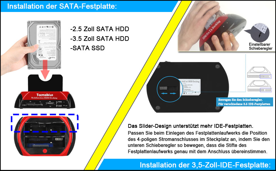Док-станція Tccmebius TCC-S862-DE для HDD/SSD 2.5/3.5