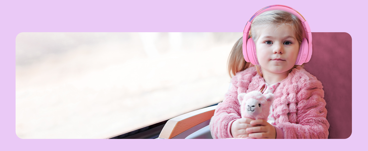 iClever Бездротові навушники для дітей з LED-підсвіткою, Over-Ear, Bluetooth 5.2, мікрофон, BTH12 (Tie-dye рожевий)