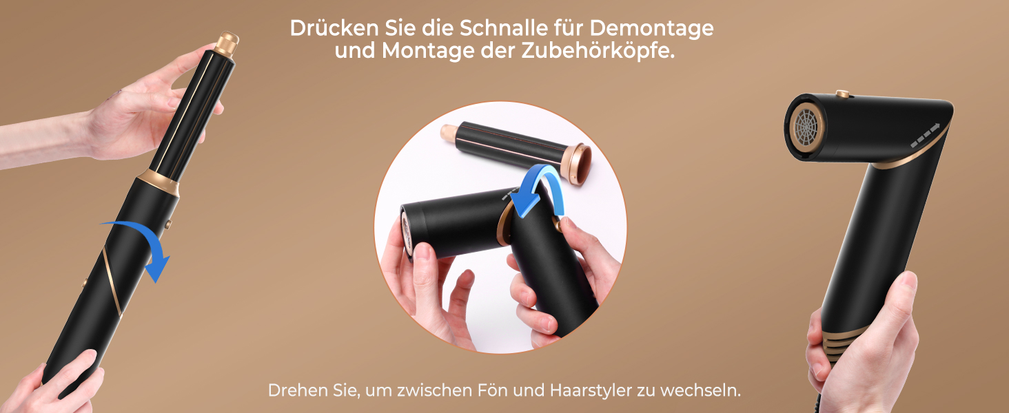Стиліст для волосся 5 в 1: фен, плойка, щипці, брашінг, об'єм. Чорний