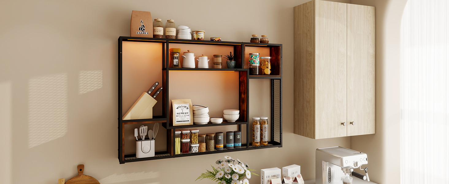 Стильне металеве виноградне реіал на стіну з LED-підсвічуванням, 3 яруси, чорний, 120x80 см