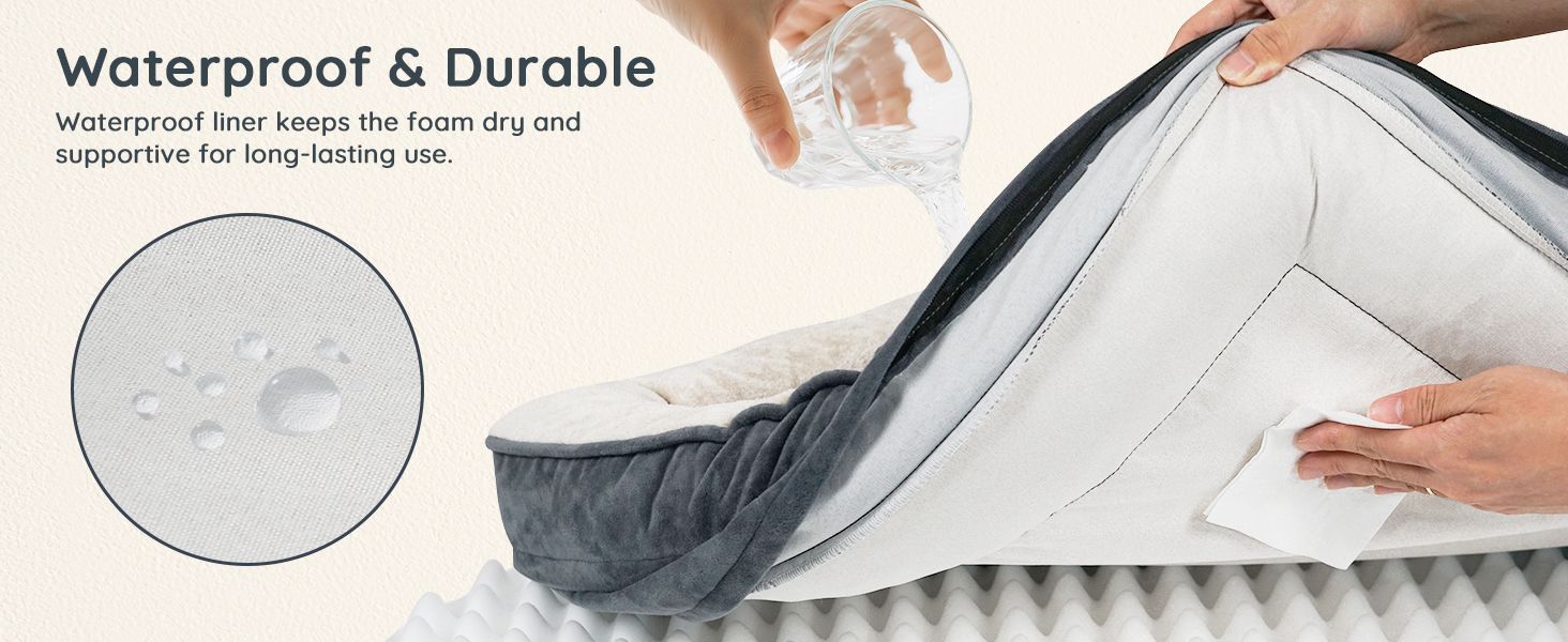 Ортопедичне ліжко для собак BELLA & PAL, 71x59 см - комфортне собаче ліжко з ефектом пам'яті, водовідштовхувальна підкладка, знімний фланелевий чохол, протиковзке дно, сіре