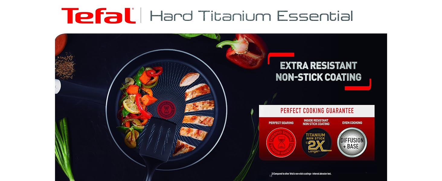 Сковорода Tefal Hard Titanium Essential 28 см антипригарна, з індикатором нагріву, виготовлена у Франції