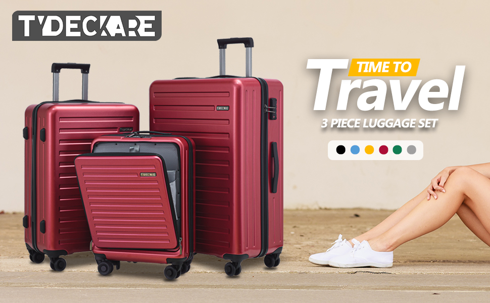 Набір валіз TydeCkare 20/28' (55/66/76 см): 3 валізи, ABS+PC, з TSA замком, оранжевий (виноградний)