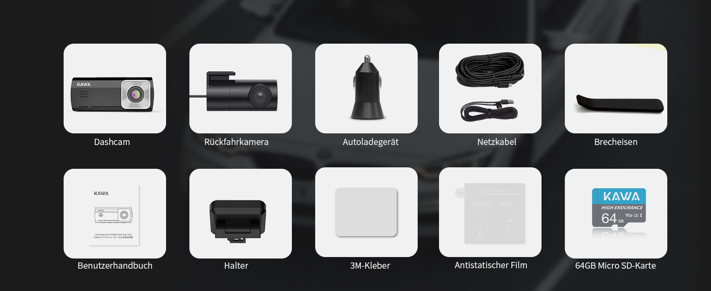 Відеореєстратор KAWA 4K Dual з GPS, WiFi, IPS екраном та 64GB SD-картою