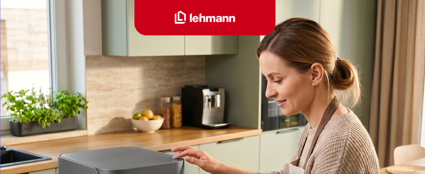 Аерофритюрниця з двома камерами LEHMANN XXL 12L, 2800 Вт, антипригарне покриття, 10 програм, без олії, сіра